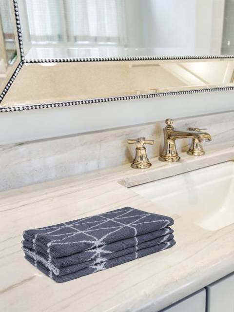 

Softweave Set of 4 Grey & White Patterned 500 GSM Pure Cotton Hand Towels