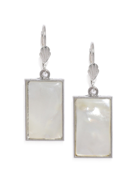 

Blisscovered White Mother of Pearl Studded Geometric Drop Earrings