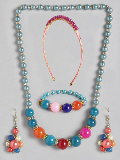 

Carlton London Girls Multi-Coloured Beaded Handcrafted Jewellery Set