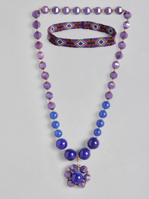 

Carlton London Girls Purple & Red Beaded Handcrafted Jewellery Set