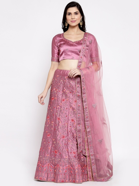 

Satrani Mauve Embroidered Beads and Stones Semi-Stitched Lehenga & Blouse With Dupatta