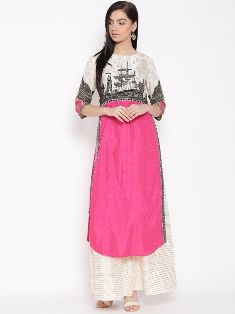 

Wishful by W Women Pink Printed Straight Kurta
