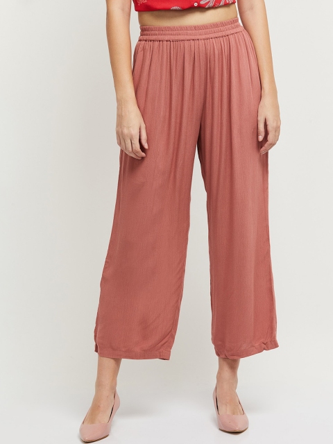 

max Women Brown Straight Fit Pleated Culottes Trousers