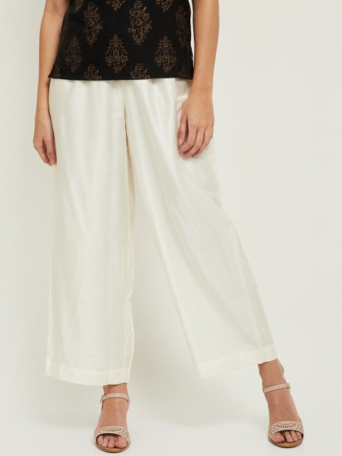 

max Women Off White Straight Fit Parallel Trousers