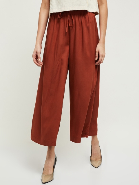 

max Women Rust Flared Culottes Trousers