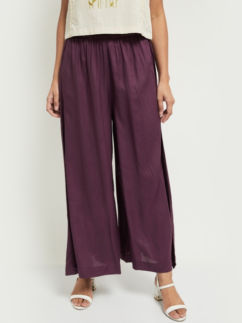 

max Women Purple Loose Fit Parallel Trousers