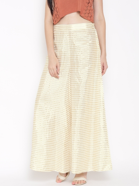 

Wishful by W Women Off-White Printed Palazzo Trousers