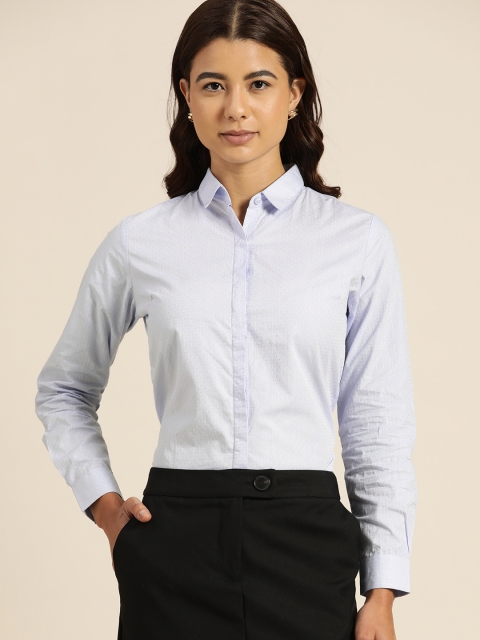 

Hancock Women Blue Premium Slim Fit Opaque Formal Shirt
