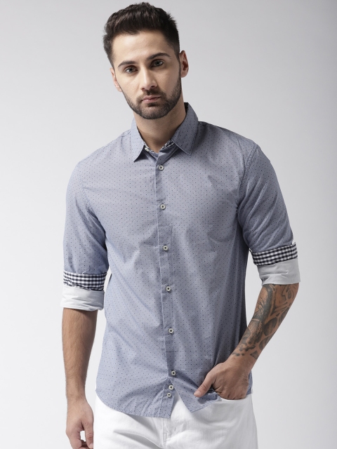 

Celio Men Blue Slim Fit Printed Casual Shirt