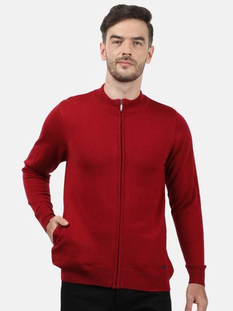 

Monte Carlo Men Maroon Front-Open Sweater