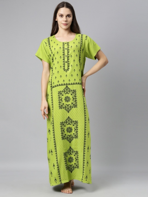 

GOLDSTROMS Green Printed Maxi Nightdress