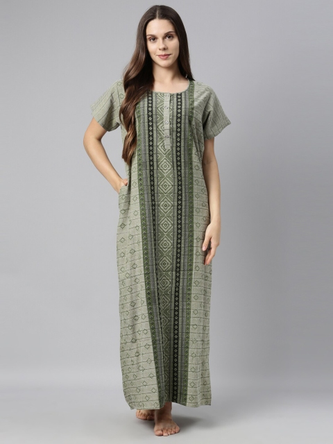 

GOLDSTROMS Green Printed Maxi Nightdress