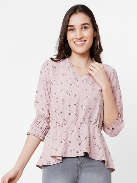 

Kraus Jeans Pink & White Floral Peplum Top