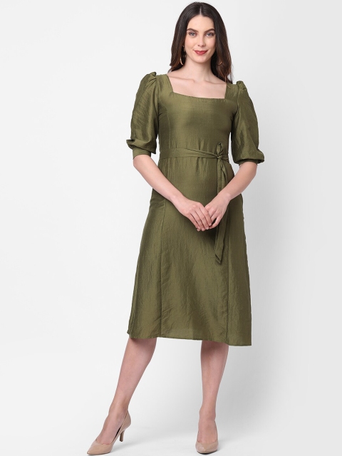 

INDE by MISH Women Olive Green Dress