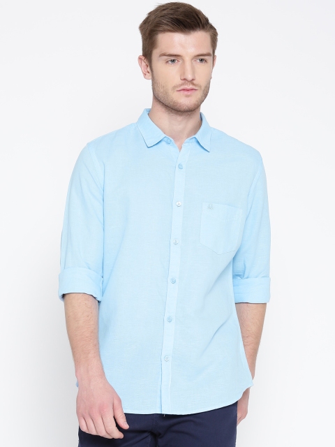 United Colors of Benetton Men Blue Solid Casual Shirt