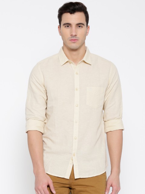 

United Colors of Benetton Men Beige Solid Casual Shirt
