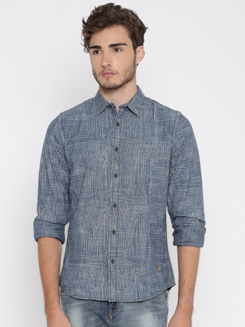 

United Colors of Benetton Men Blue Printed Casual Shirt