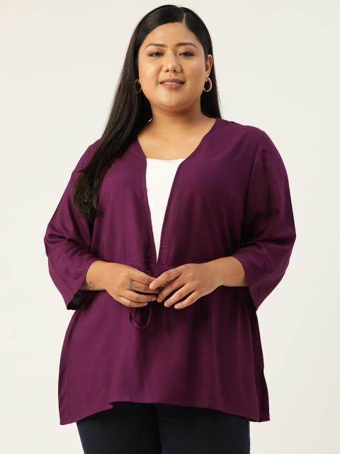 

Revolution Women Plus Size Purple Solid Regular Top