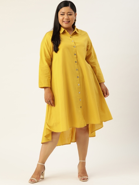 

Revolution Mustard Yellow Shirt High-Low Midi Dress