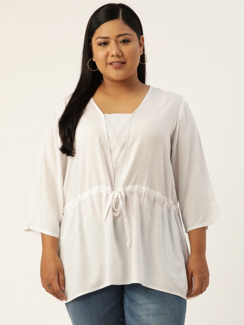 

Revolution White Layered Cinched Waist Top