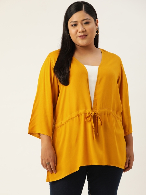 

Revolution Women Plus Size Mustard Yellow Solid Regular Top
