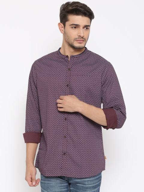 United Colors of Benetton Men Burgundy Printed Casual Shirt United Colors of Benetton Men Burgundy Printed Casual Shirt
