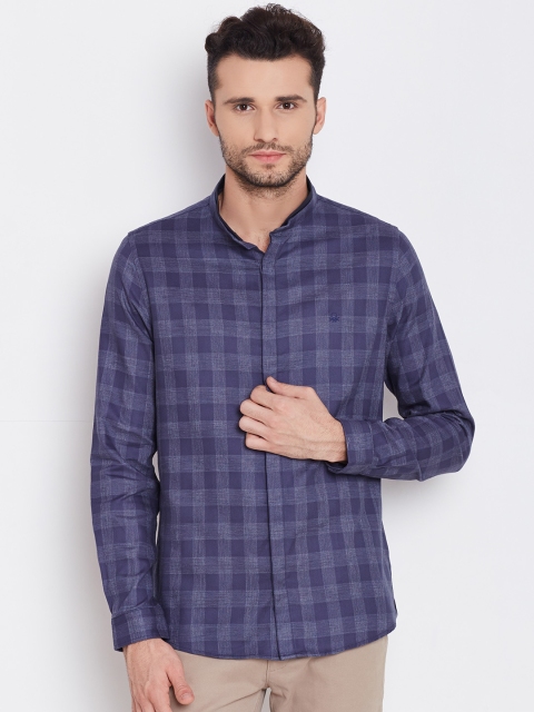 

United Colors of Benetton Men Blue Checked Casual Shirt