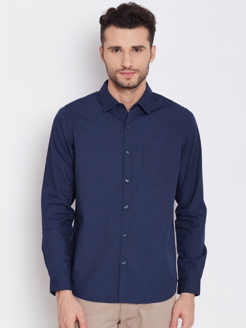 

United Colors of Benetton Men Navy Solid Casual Shirt, Navy blue