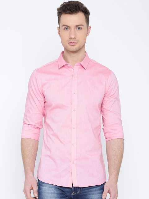 

United Colors of Benetton Men Pink Solid Casual Shirt