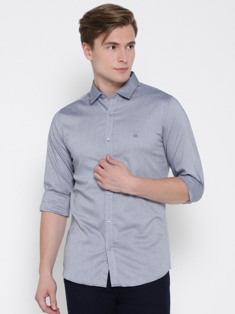 

United Colors of Benetton Men Grey Solid Casual Shirt