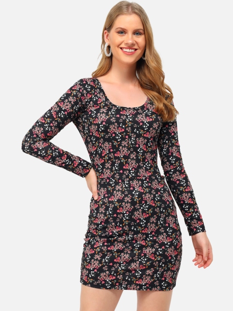 

Trend Arrest Women Black & Red Floral Bodycon Mini Dress