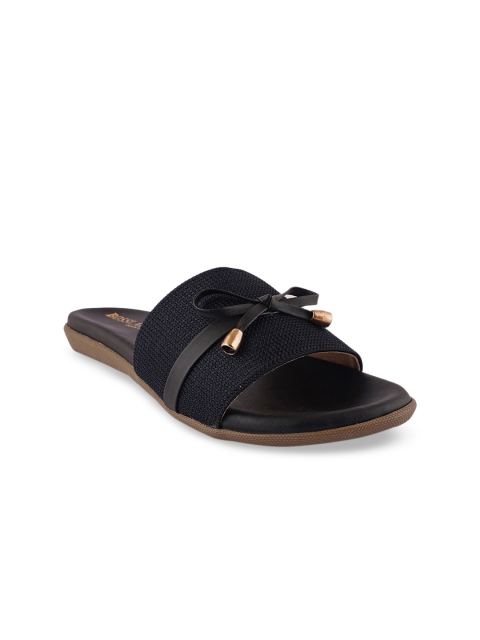 

SCENTRA Women Blue Textured Open Toe Flats with Bows