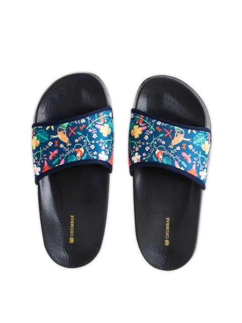 

Chumbak Women Navy Blue & Red Printed Rubber Sliders