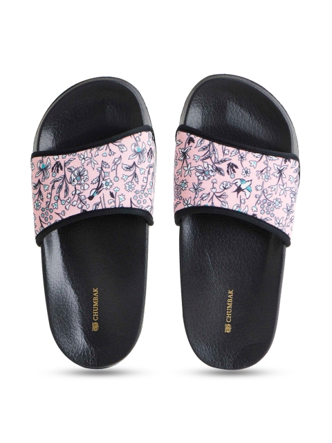 

Chumbak Women Pink & Multicoloured Printed Rubber Sliders