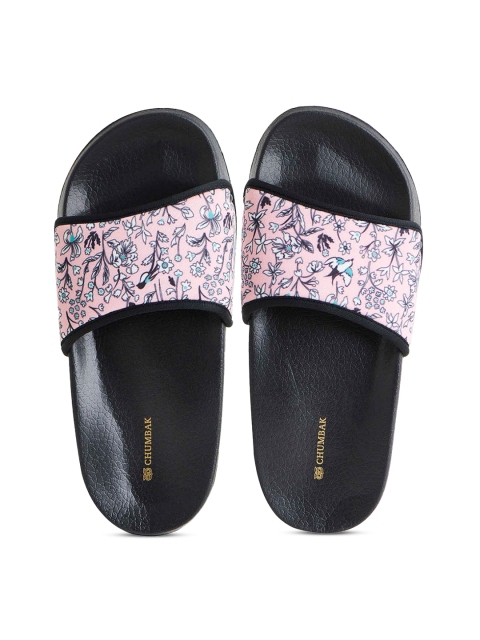 

Chumbak Women Pink & Black Floral Printed Rubber Casual Sliders