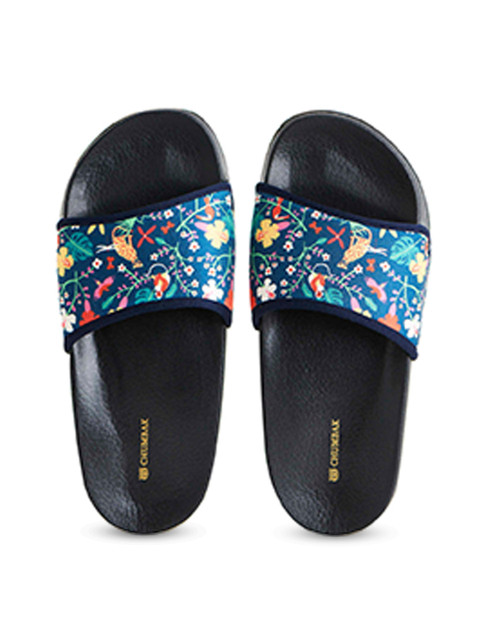 

Chumbak Women Blue & Multicoloured Printed Rubber Sliders