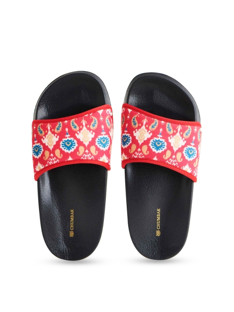 

Chumbak Women Red & Blue Printed Rubber Sliders