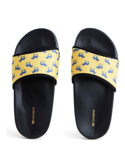 

Chumbak Women Yellow Printed Slider Flip Flops