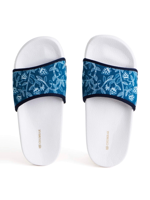 

Chumbak Women Blue & White Printed Rubber Sliders