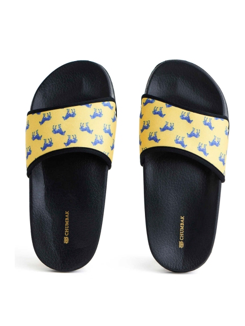 

Chumbak Women Yellow & Blue Printed Rubber Sliders