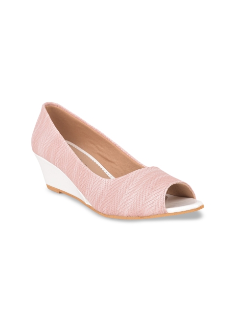 

SALARIO Pink Printed PU Wedge Peep Toes