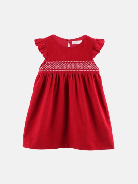 

Beebay Girls Maroon Embroidered Fit& Flare Dress