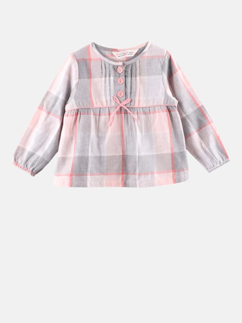 

Beebay Girls Grey Checked A-Line Pure Cotton Top