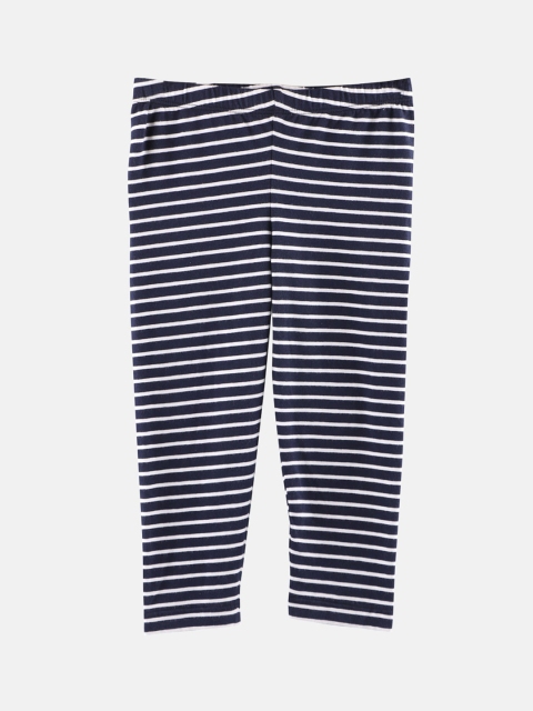 

Beebay Girls Navy Blue & White Striped Ankle-Length Leggings