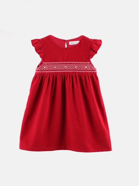 

Beebay Girls Maroon Embroidered Fit& Flare Dress