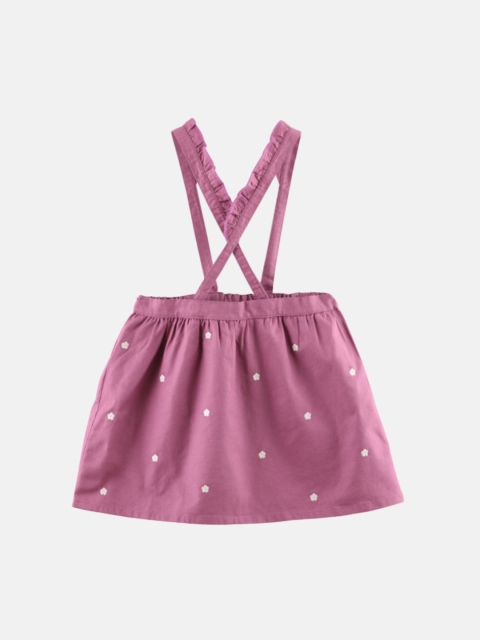 

Beebay Girls Magenta Floral Embroidered Ruffle Pinafore Dress