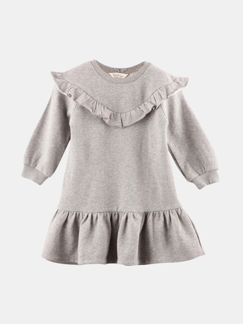 

Beebay Girls Grey Ruffle Drop-Waist Dress