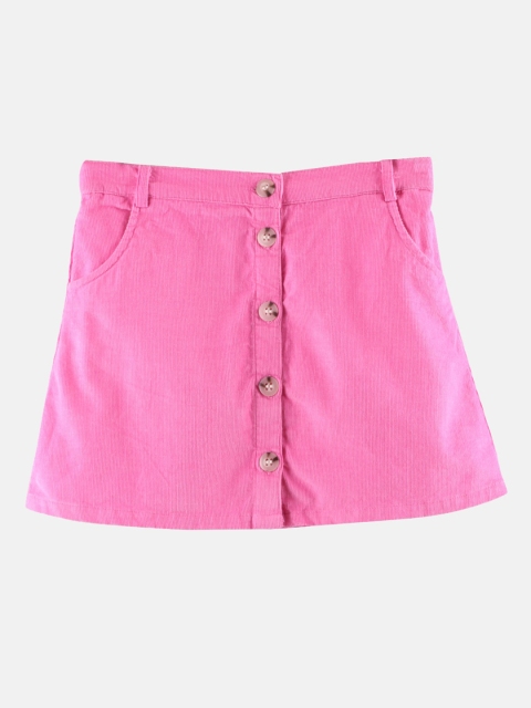 

Beebay Girls Pink Pure Cotton Corduroy A-Line Skirt