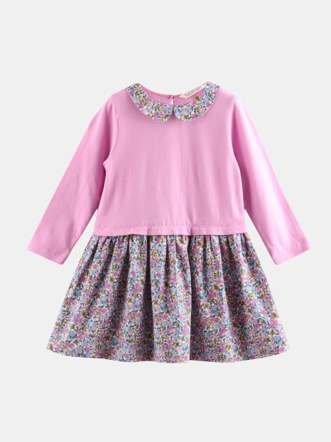 

Beebay Girls Magenta Floral Fit& Flare Peter Pan Collar Dress
