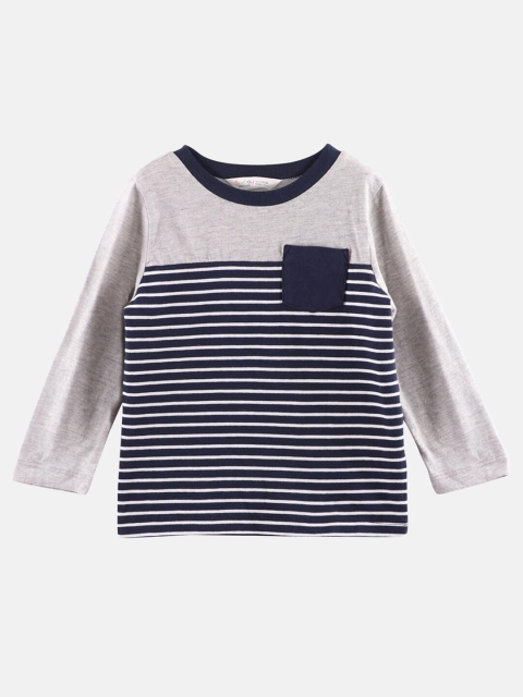 

Beebay Boys Navy Blue Striped Pockets T-shirt